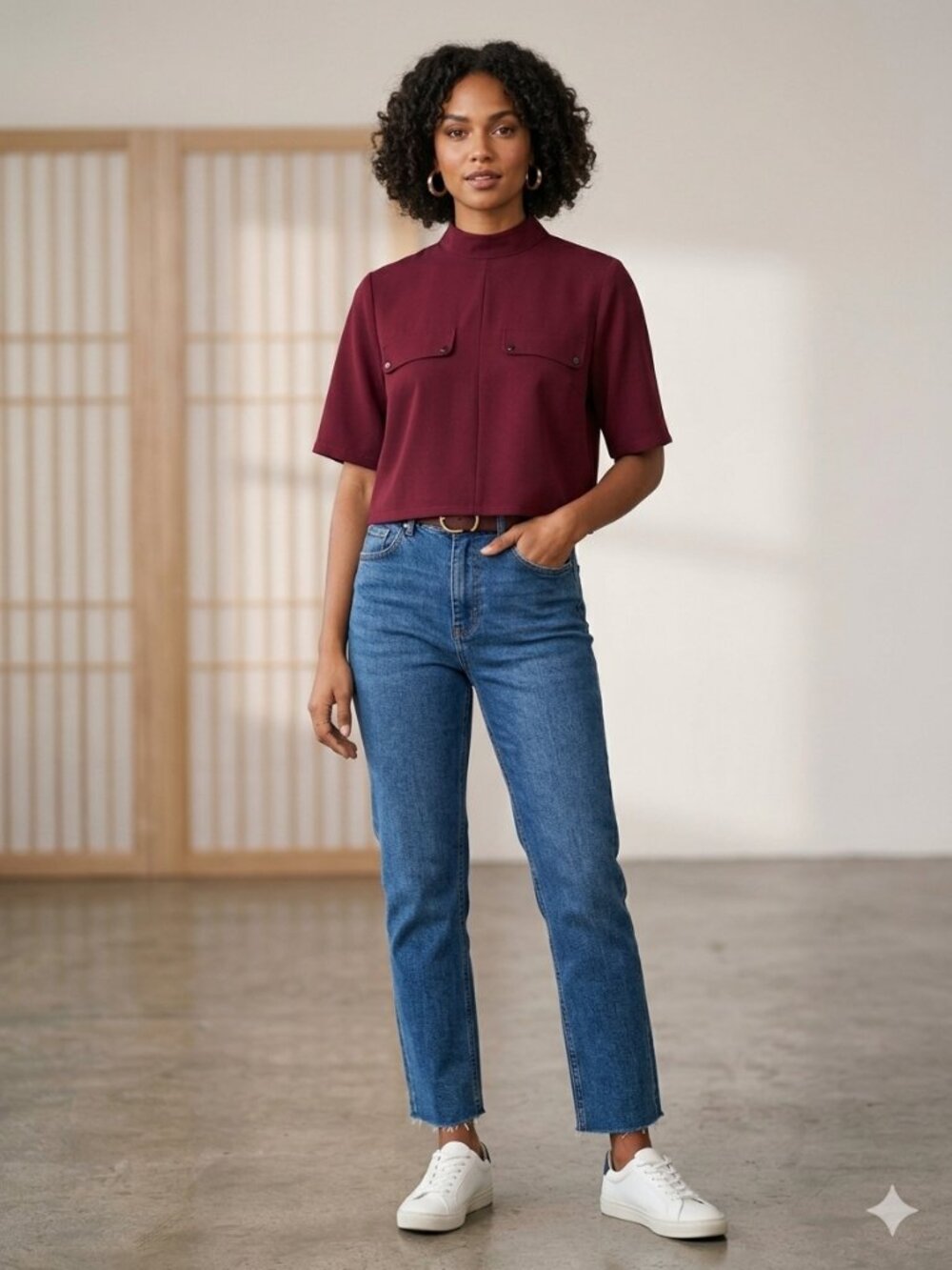 Size S Forever 21 Burgundy Mock Neck Crop Top